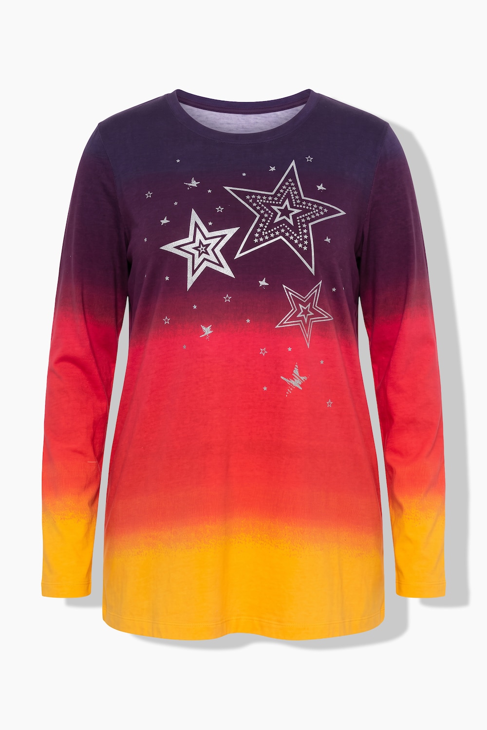Shirt met lange mouwen, comfortabele pasvorm, kleurverloop, metallic sterren