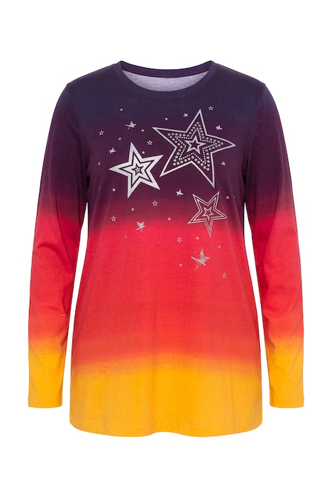 Langarmshirt, Komfort Fit, Farbverlauf, Metallic-Sterne