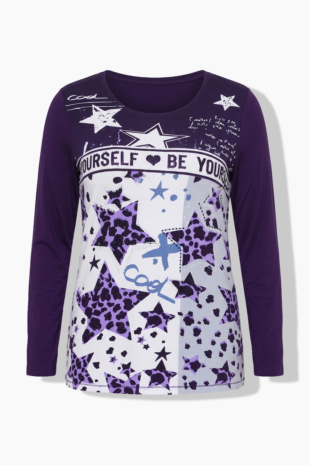 T-shirt met lange mouwen, comfort fit, sterren, glittersteentjes
