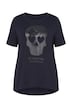 T-Shirt, A-Linie, Glitzer-Druck, Zipfelsaum