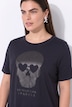 T-Shirt, A-Linie, Glitzer-Druck, Zipfelsaum