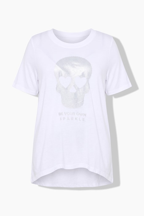 T-Shirt, A-Linie, Glitzer-Druck, Zipfelsaum