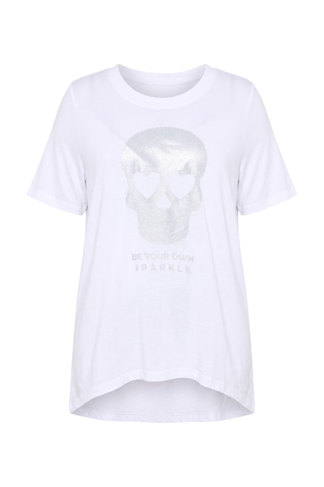 T-Shirt, A-Linie, Glitzer-Druck, Zipfelsaum