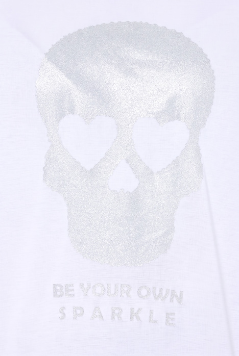 T-Shirt, A-Linie, Glitzer-Druck, Zipfelsaum