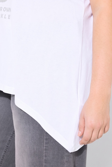 T-Shirt, A-Linie, Glitzer-Druck, Zipfelsaum