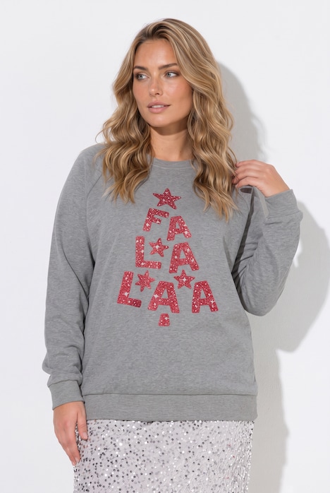 Sweatshirt, Boxy Fit, glitzerndes Weihnachts-Motiv