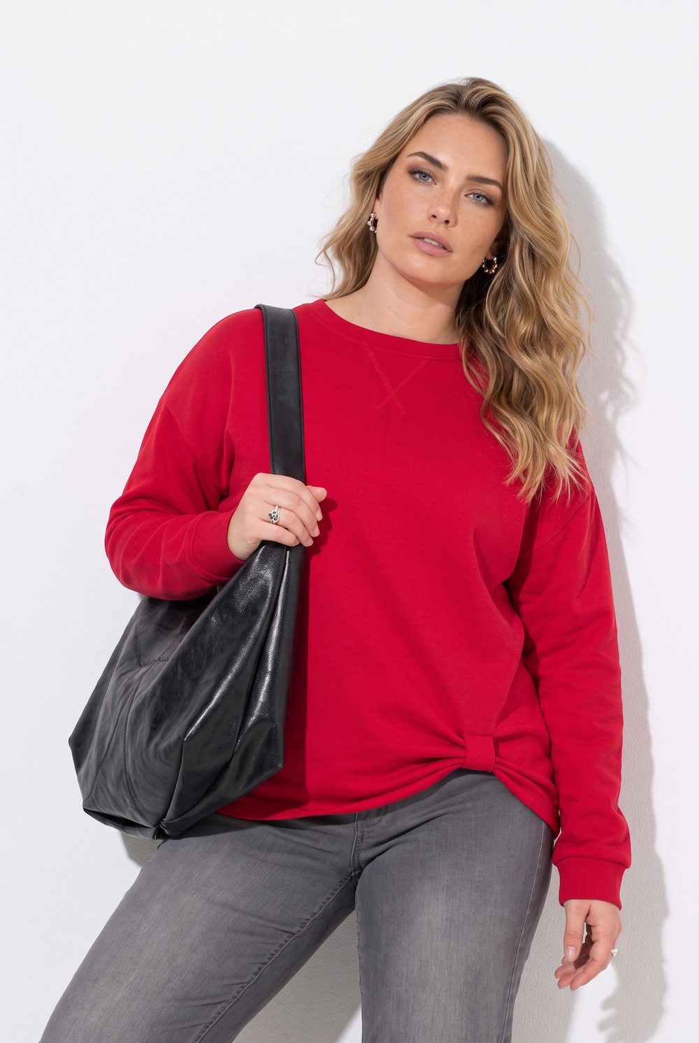 Sweatshirt, boxy fit, knoopdetail aan de zoom