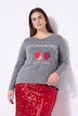 T-shirt met lange mouwen, A-lijn, acid washed, aardbeienmotief