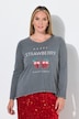 T-shirt met lange mouwen, A-lijn, acid washed, aardbeienmotief