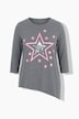 T-Shirt, A-Linie, Glitzer-Sterne, Zipfelsaum