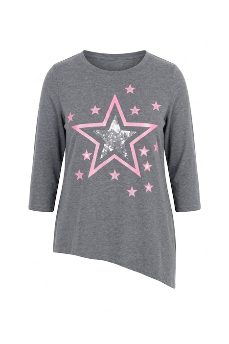 T-Shirt, A-Linie, Glitzer-Sterne, Zipfelsaum