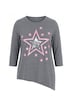 T-Shirt, A-Linie, Glitzer-Sterne, Zipfelsaum