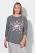 T-Shirt, A-Linie, Glitzer-Sterne, Zipfelsaum