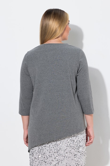 T-Shirt, A-Linie, Glitzer-Sterne, Zipfelsaum