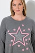 T-Shirt, A-Linie, Glitzer-Sterne, Zipfelsaum
