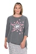 T-Shirt, A-Linie, Glitzer-Sterne, Zipfelsaum
