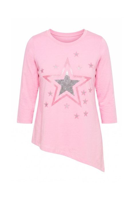 T-Shirt, A-Linie, Glitzer-Sterne, Zipfelsaum
