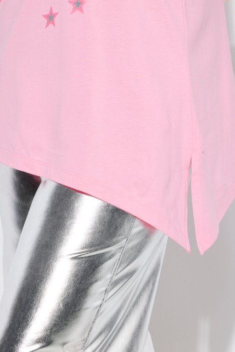 T-Shirt, A-Linie, Glitzer-Sterne, Zipfelsaum