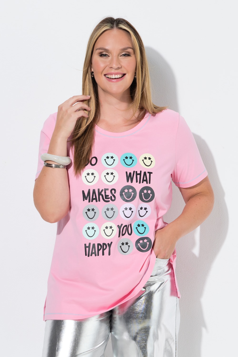 T-skjorte, komfortpassform, smileys, fargede sømmer