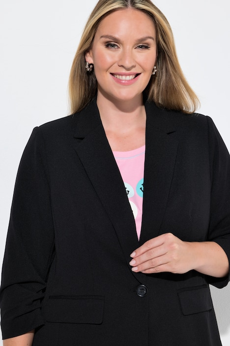 Long-Blazer, Komfort Fit, 3/4-Ärmel mit gerafftem Abschluss