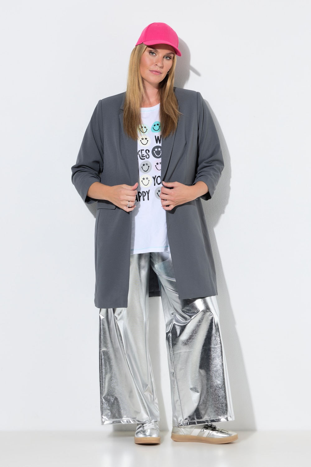 Long-Blazer, Komfort Fit, 3/4-Ärmel mit gerafftem Abschluss