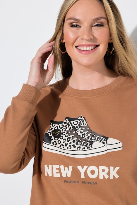 Genser, løs passform, sneakers med leopardmønster