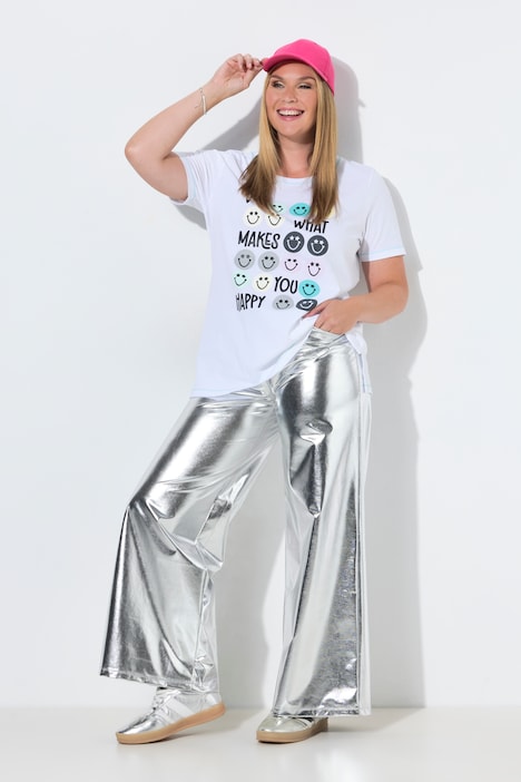 Pantalon à jambe ultra-large, tissu aspect métallique