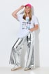 Pantalon à jambe ultra-large, tissu aspect métallique