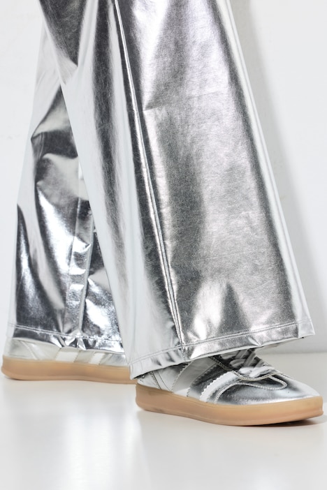 Pantalon à jambe ultra-large, tissu aspect métallique
