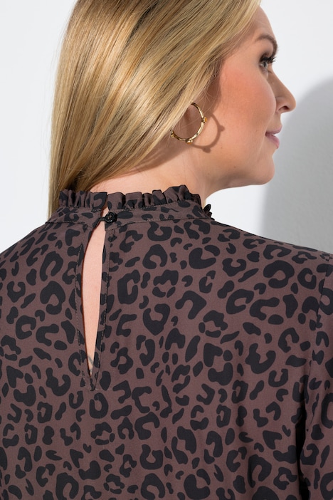 Bluse, A-Linie, Leo, Schößchen, Langarm