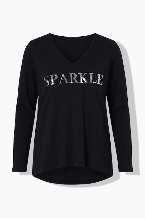 Langarmshirt, A-Linie, Pailletten-Schriftzug