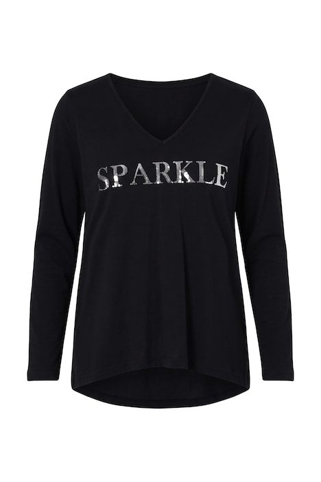 Langarmshirt, A-Linie, Pailletten-Schriftzug