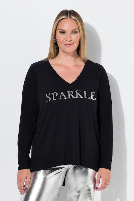 Langarmshirt, A-Linie, Pailletten-Schriftzug