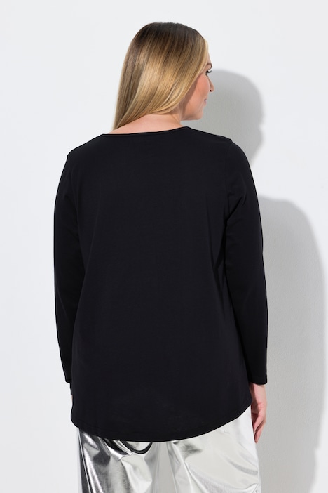Langarmshirt, A-Linie, Pailletten-Schriftzug