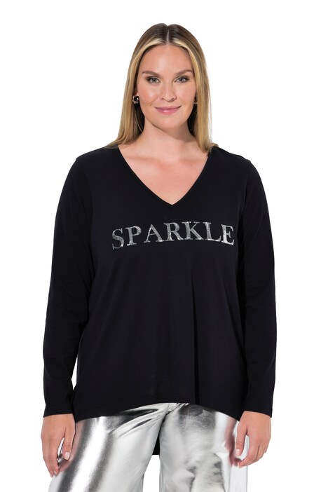 Langarmshirt, A-Linie, Pailletten-Schriftzug