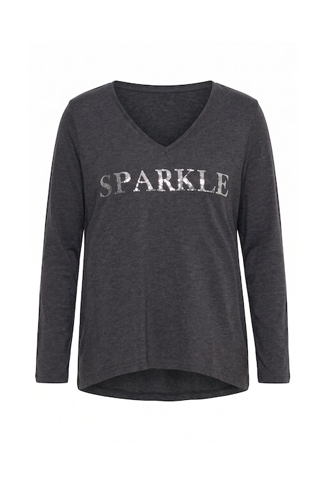 Langarmshirt, A-Linie, Pailletten-Schriftzug