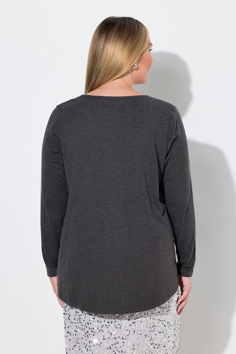 Langarmshirt, A-Linie, Pailletten-Schriftzug