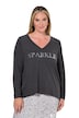 Langarmshirt, A-Linie, Pailletten-Schriftzug