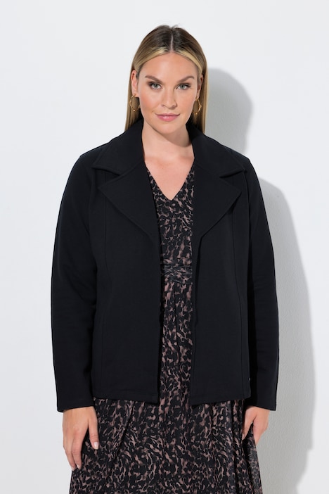 Biker-Sweatjacke, Komfort Fit, offene Form, Reverskragen