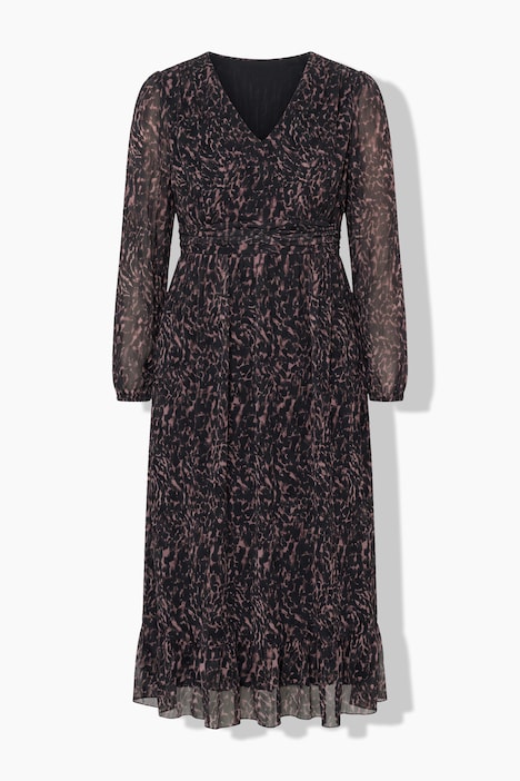 Maxi-Meshkleid, A-Linie, V-Ausschnitt, Saumvolant
