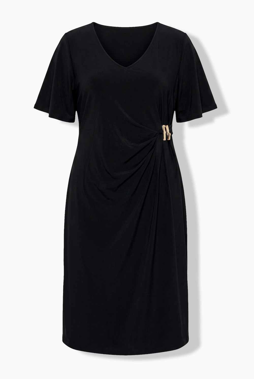 Jerseykleid, Slim Shape, Drapierung mit Metallicspange