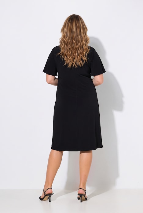 Jerseykleid, Slim Shape, Drapierung mit Metallicspange
