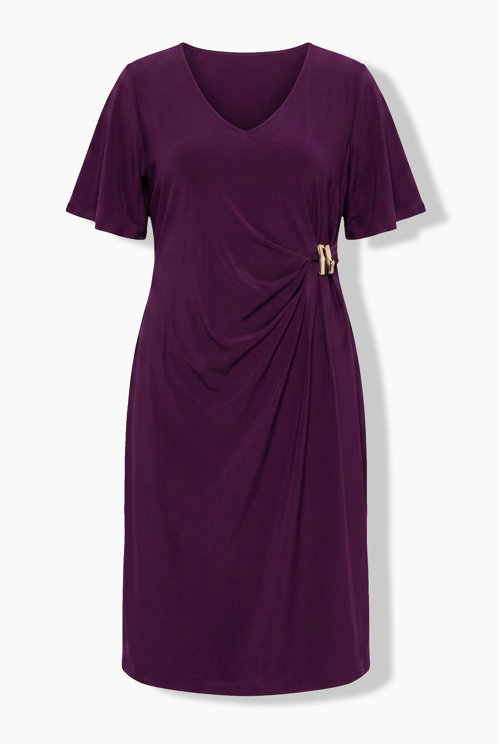 Jerseykleid, Slim Shape, Drapierung mit Metallicspange