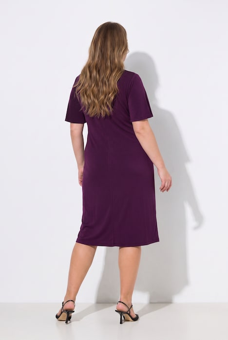 Jerseykleid, Slim Shape, Drapierung mit Metallicspange