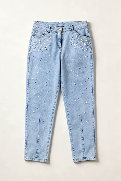 Boyfriend-Jeans, Boyfriend-Fit, Zierperlen, 5-Pocket