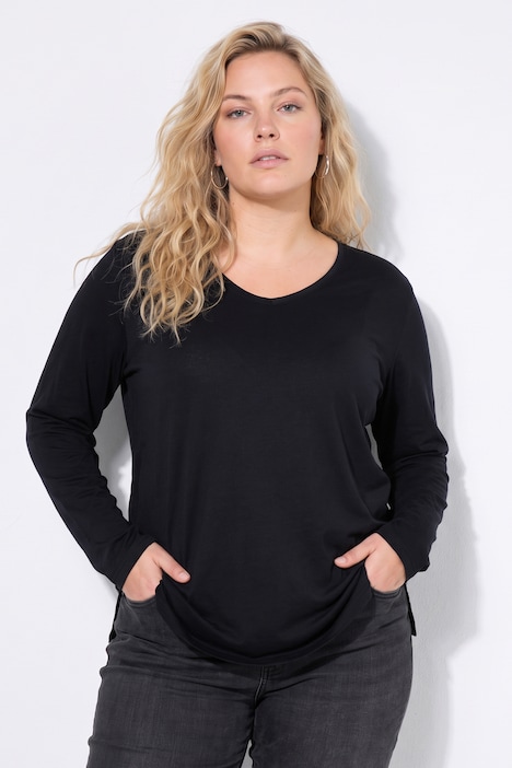Longsleeve, T-shirts, set van 2, V-hals, lange mouwen