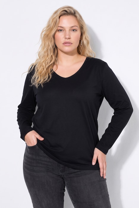 Longsleeve, T-shirts, set van 2, V-hals, lange mouwen