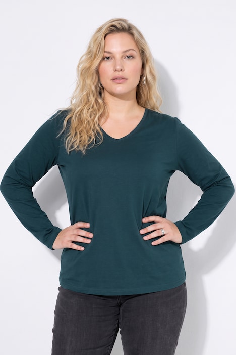 Longsleeve, T-shirts, set van 2, V-hals, lange mouwen