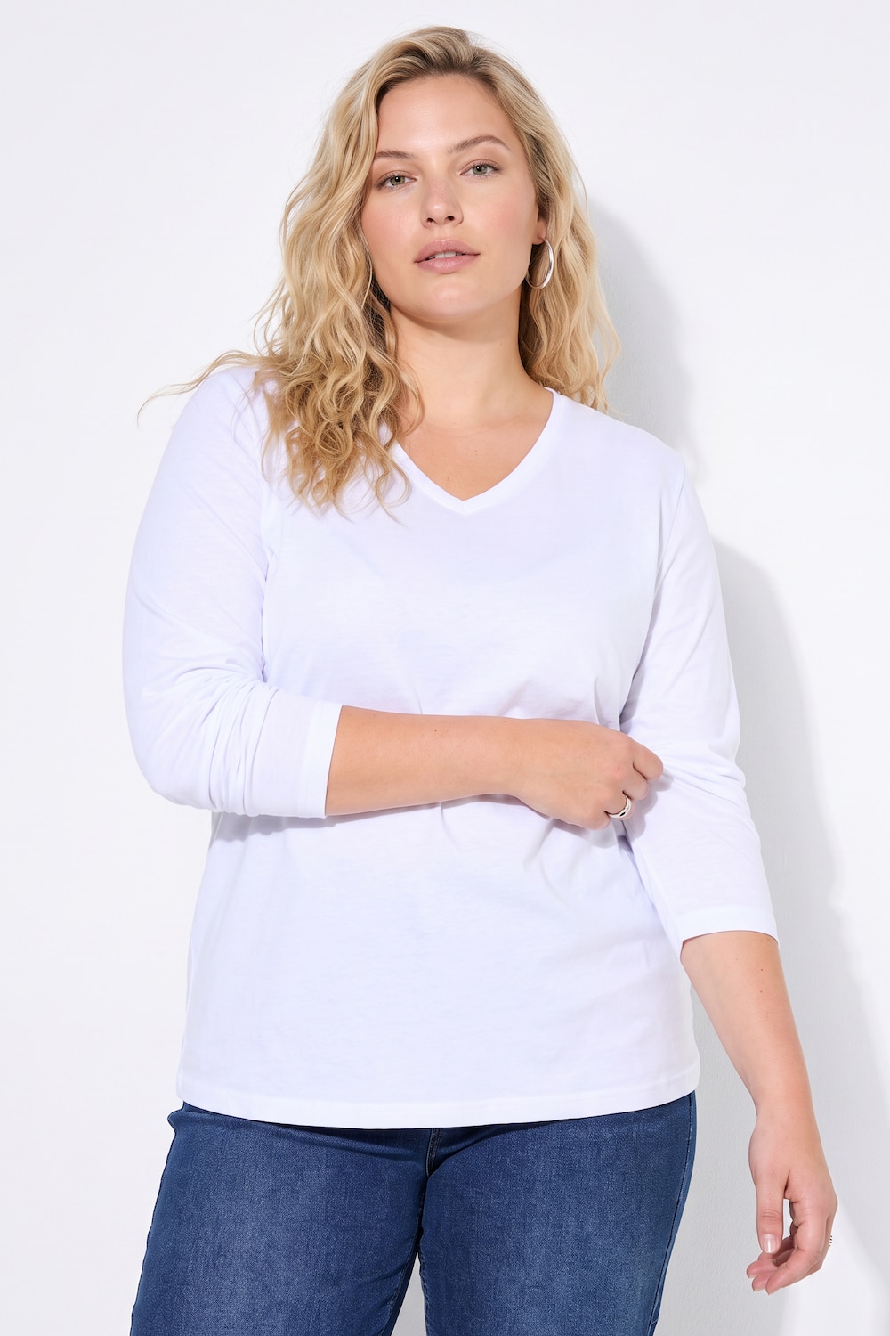 Longsleeve. T-Shirt, Regular, V-Ausschnitt, Langarm