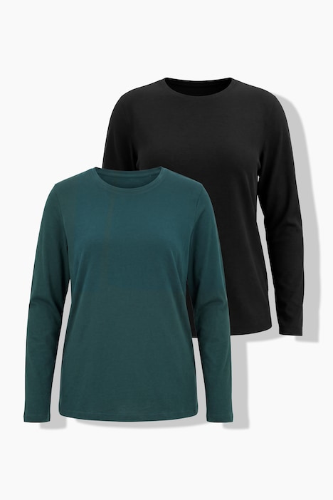 Longsleeve, T-shirts, set van 2, ronde hals, lange mouwen